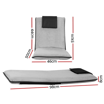Artiss Floor Lounge Sofa Bed Couch Recliner Chair Folding Chair Cushion Grey.
