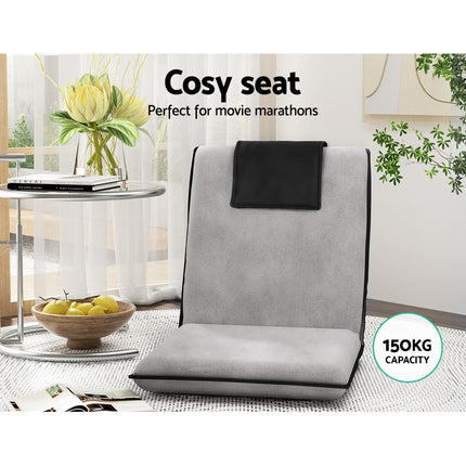 Artiss Floor Lounge Sofa Bed Couch Recliner Chair Folding Chair Cushion Grey.