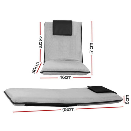 Artiss 2X Floor Lounge Sofa Bed Floor Cushion Velvet Grey.