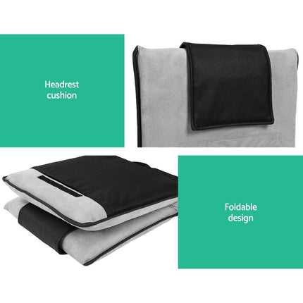 Artiss 2X Floor Lounge Sofa Bed Floor Cushion Velvet Grey.