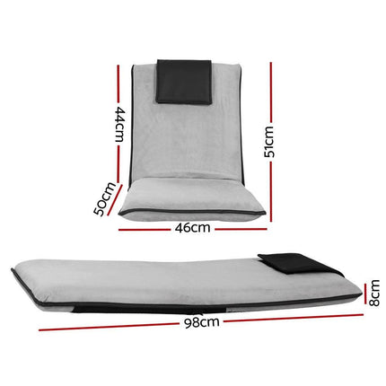 Artiss 4X Floor Lounge Sofa Bed Floor Cushion Velvet Grey.