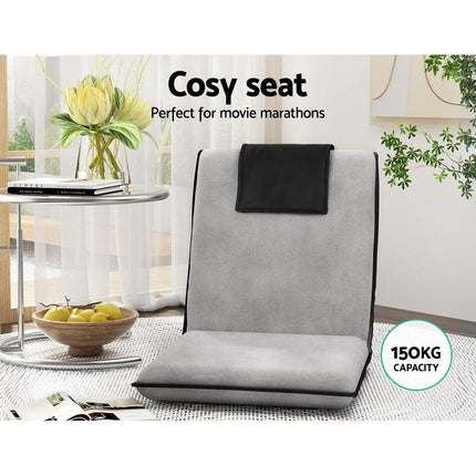 Artiss 4X Floor Lounge Sofa Bed Floor Cushion Velvet Grey.