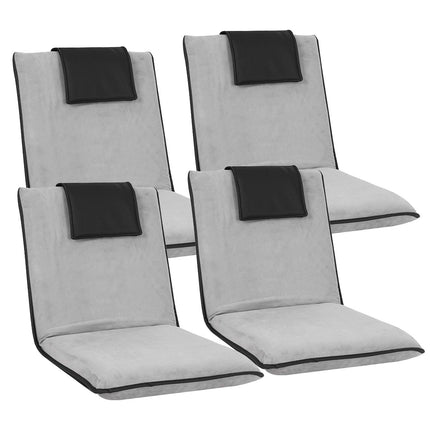Artiss 4X Floor Lounge Sofa Bed Floor Cushion Velvet Grey.