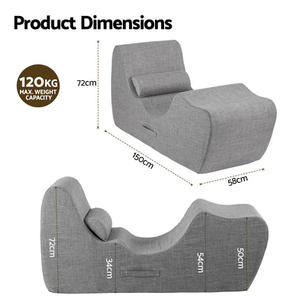 Artiss Chaise Lounge Chair Ergonomic S-Curve Floor Lounger Boneless Lounge Chairs Grey.