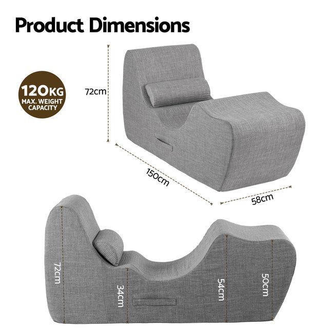 Artiss Chaise Lounge Chair Ergonomic S-Curve Floor Lounger Boneless Lounge Chairs Grey.