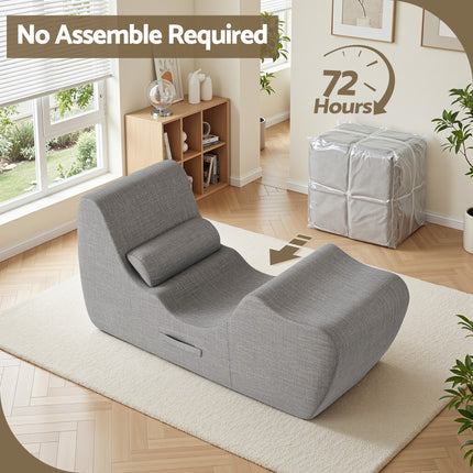 Artiss Chaise Lounge Chair Ergonomic S-Curve Floor Lounger Boneless Lounge Chairs Grey.