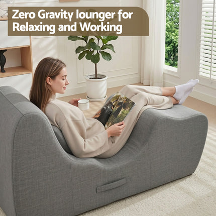 Artiss Chaise Lounge Chair Ergonomic S-Curve Floor Lounger Boneless Lounge Chairs Grey.
