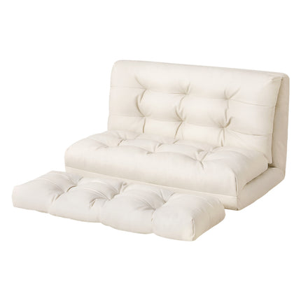 Artiss Floor Lounge Sofa Bed 2 Seater Pillow Leather White.