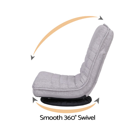 Ariss Swivel Floor Chair 360 Adjustable Foldable Lounge Seat Floor Sofa Chair Grey.