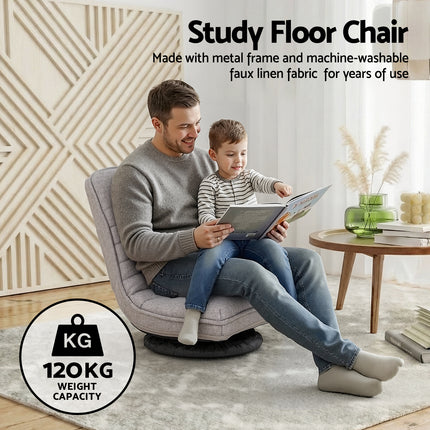Ariss Swivel Floor Chair 360 Adjustable Foldable Lounge Seat Floor Sofa Chair Grey.
