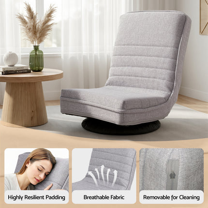 Ariss Swivel Floor Chair 360 Adjustable Foldable Lounge Seat Floor Sofa Chair Grey.