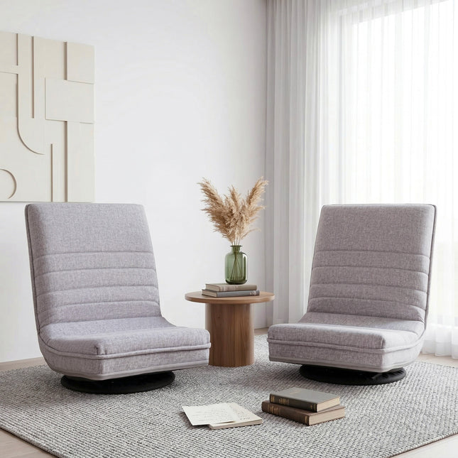 Artiss 2 Swivel Floor Chair 360 Adjustable Foldable Lounge Seat Floor Sofa Chair Grey.