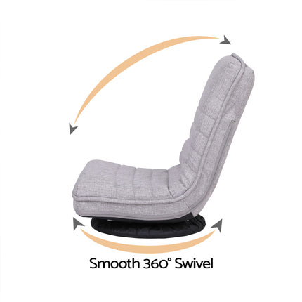 Artiss 2 Swivel Floor Chair 360 Adjustable Foldable Lounge Seat Floor Sofa Chair Grey.