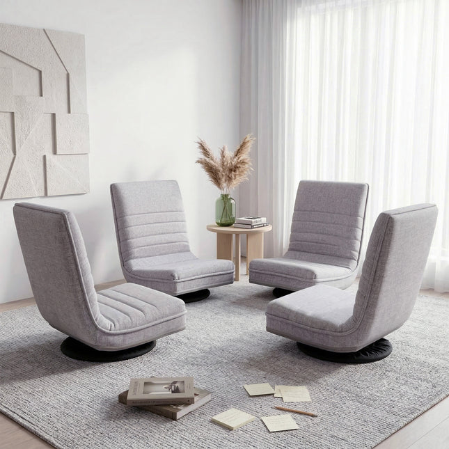 Artiss 4PCS Swivel Floor Chair 360 Adjustable Foldable Lounge Seat Floor Sofa Chair Grey.