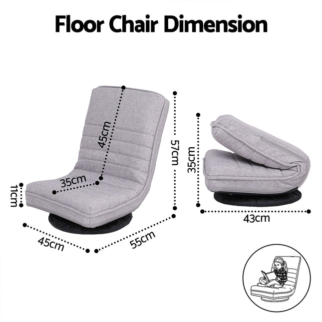 Artiss 4PCS Swivel Floor Chair 360 Adjustable Foldable Lounge Seat Floor Sofa Chair Grey.