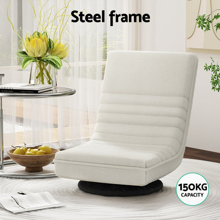 Artiss Floor Lounge Sofa Swivel Foldable Linen White.