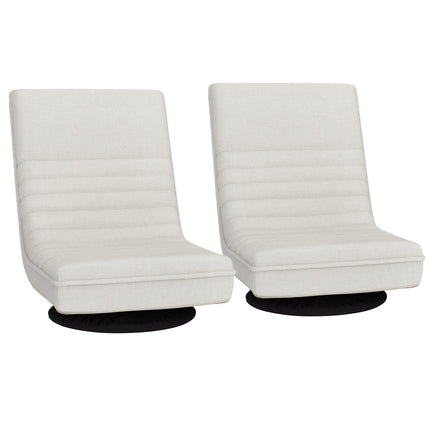 Artiss 2XFloor Chair Lounge Sofa Swivel Foldable Linen White.