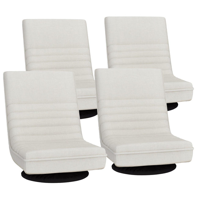 Artiss 4XFloor Chair Lounge Sofa Swivel Foldable Linen White.