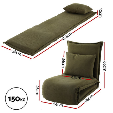 Artiss Floor Lounge Sofa Bed Foldable Green.