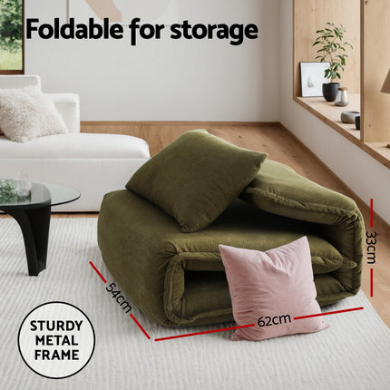 Artiss Floor Lounge Sofa Bed Foldable Green.