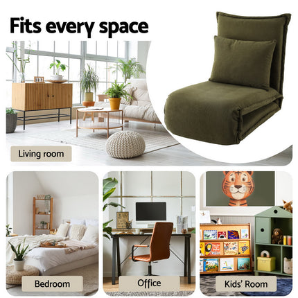 Artiss Floor Lounge Sofa Bed Foldable Green.