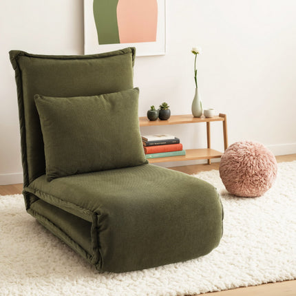 Artiss Floor Lounge Sofa Bed Foldable Green.