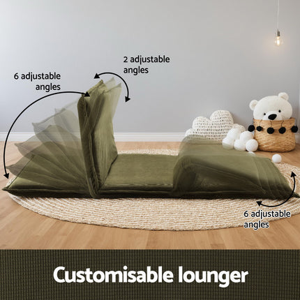 Artiss Floor Lounge Sofa Bed Foldable 2 Seater Green.