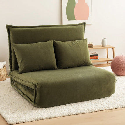 Artiss Floor Lounge Sofa Bed Foldable 2 Seater Green.