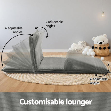 Artiss Floor Lounge Sofa Bed Foldable 2 Seater Grey.