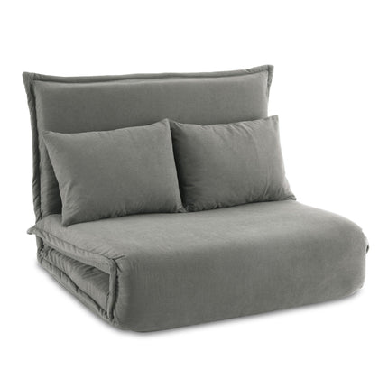 Artiss Floor Lounge Sofa Bed Foldable 2 Seater Grey.