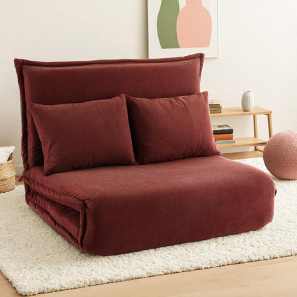 Artiss Floor Lounge Sofa Bed Foldable 2 Seater Orange.