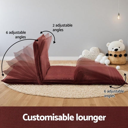 Artiss Floor Lounge Sofa Bed Foldable 2 Seater Orange.