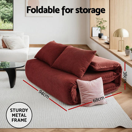 Artiss Floor Lounge Sofa Bed Foldable 2 Seater Orange.