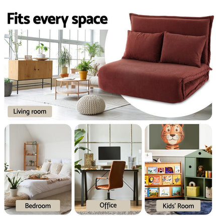 Artiss Floor Lounge Sofa Bed Foldable 2 Seater Orange.