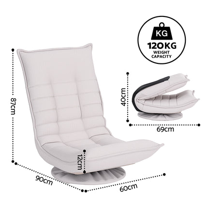Artiss Swivel Floor Chair 5 Adjustable Foldable Lounge Seat Floor Sofa Chair Grey.