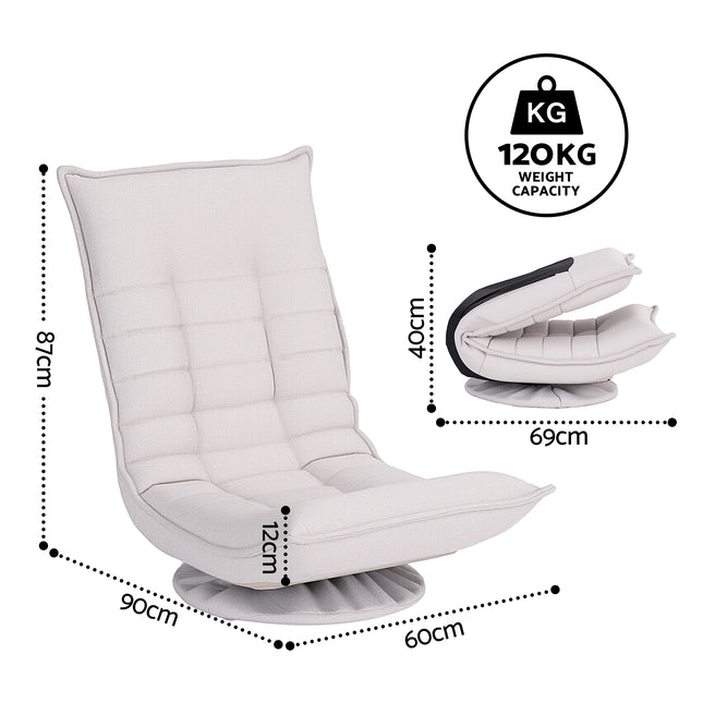 Artiss Swivel Floor Chair 5 Adjustable Foldable Lounge Seat Floor Sofa Chair Grey.