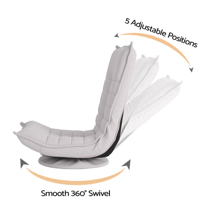 Artiss Swivel Floor Chair 5 Adjustable Foldable Lounge Seat Floor Sofa Chair Grey.
