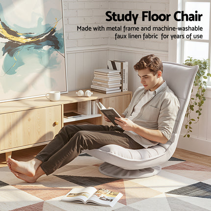 Artiss Swivel Floor Chair 5 Adjustable Foldable Lounge Seat Floor Sofa Chair Grey.