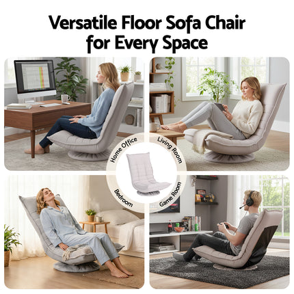 Artiss Swivel Floor Chair 5 Adjustable Foldable Lounge Seat Floor Sofa Chair Grey.