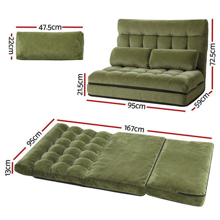 ArtissLounge Sofa Bed 2 seater Green Fabric.