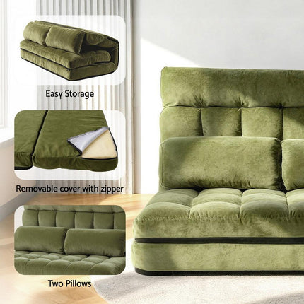 ArtissLounge Sofa Bed 2 seater Green Fabric.
