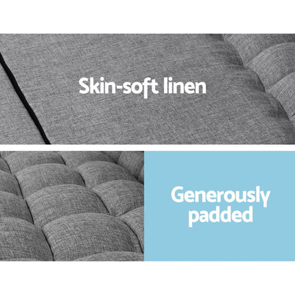 Artiss Floor Lounge Sofa Bed 2-seater Grey Fabric.