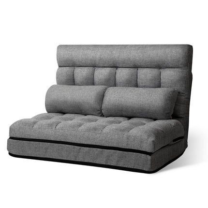 Artiss Floor Lounge Sofa Bed 2-seater Grey Fabric.
