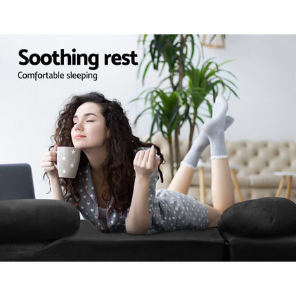 Artiss Floor Lounge Sofa Bed 2-seater Charcoal Suede.