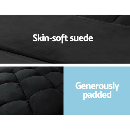 Artiss Floor Lounge Sofa Bed 2-seater Charcoal Suede.