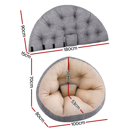 Artiss Floor Lounge Sofa Bed Chair Foldable Washable Beige.