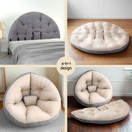 Artiss Floor Lounge Sofa Bed Chair Foldable Washable Beige.