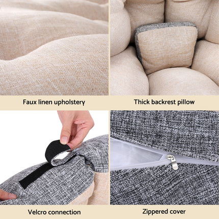Artiss Floor Lounge Sofa Bed Chair Foldable Washable Beige.