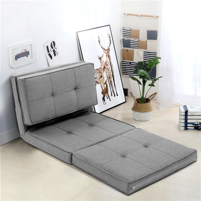 Artiss Floor Lounge Single Sofa Bed Grey Fabric.