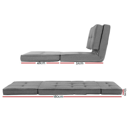Artiss Floor Lounge Single Sofa Bed Grey Fabric.